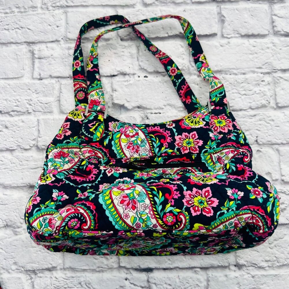 Vera Bradley Emily Paisley Quilted Satchel Shoulder Bag Floral Print Colorful